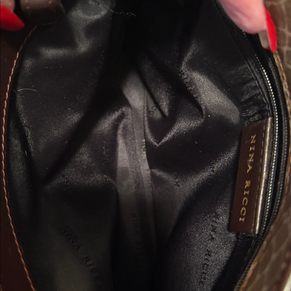 Nina Ricci Brown Tote with Orange Scarf Accent - Picture 5 of 9